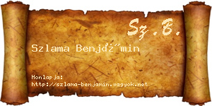 Szlama Benjámin névjegykártya