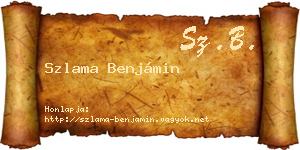 Szlama Benjámin névjegykártya